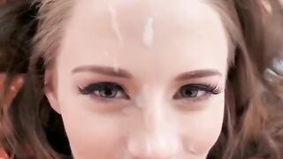 Facials: The prettiest sluts get facials. Look how pleased she is to have earned cum on her face. #4