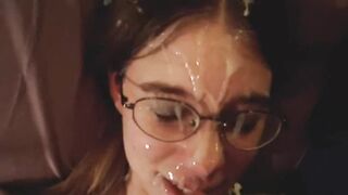 Facials: Massive facial for nerd girl #3