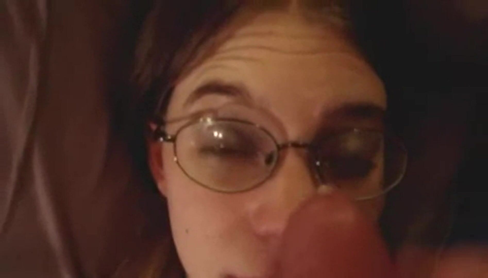 Massive facial for nerd girl