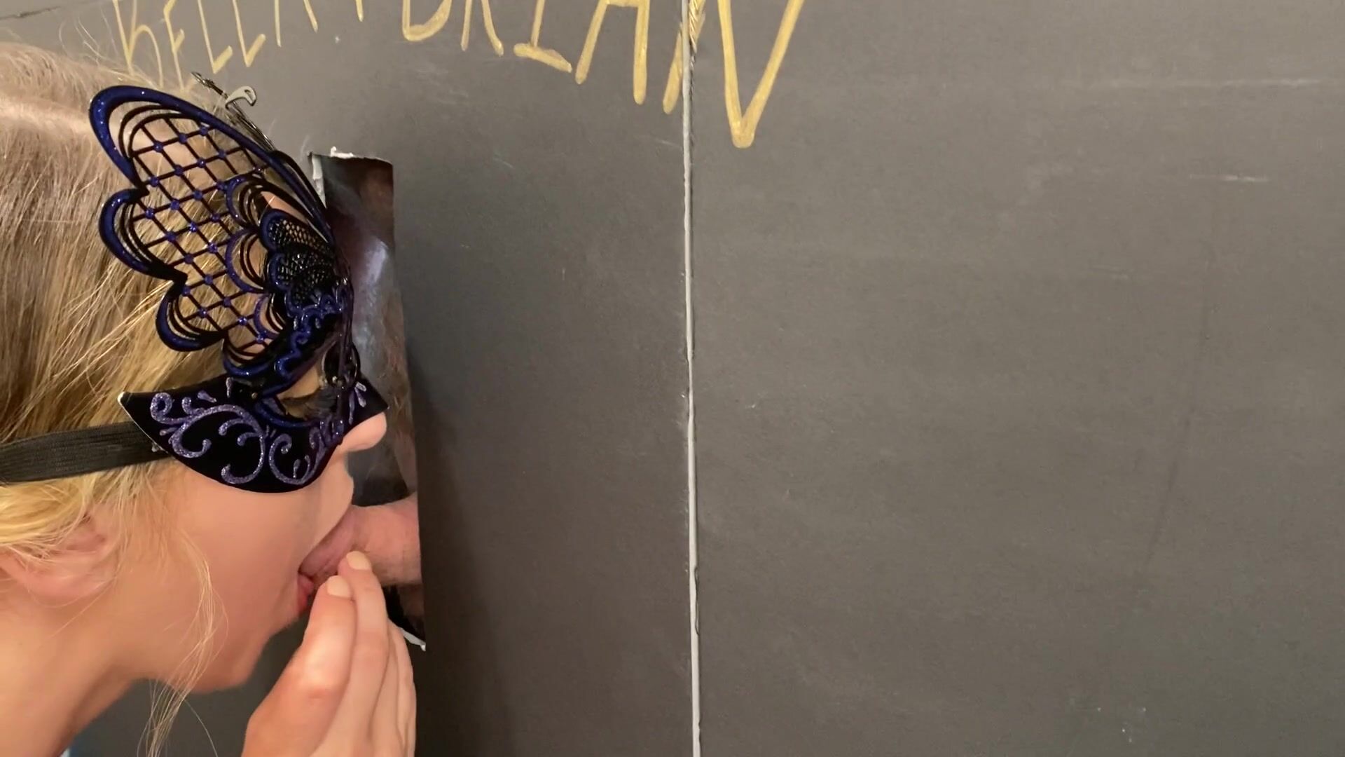 Gloryhole guy pulls away to try not to cum too fast.