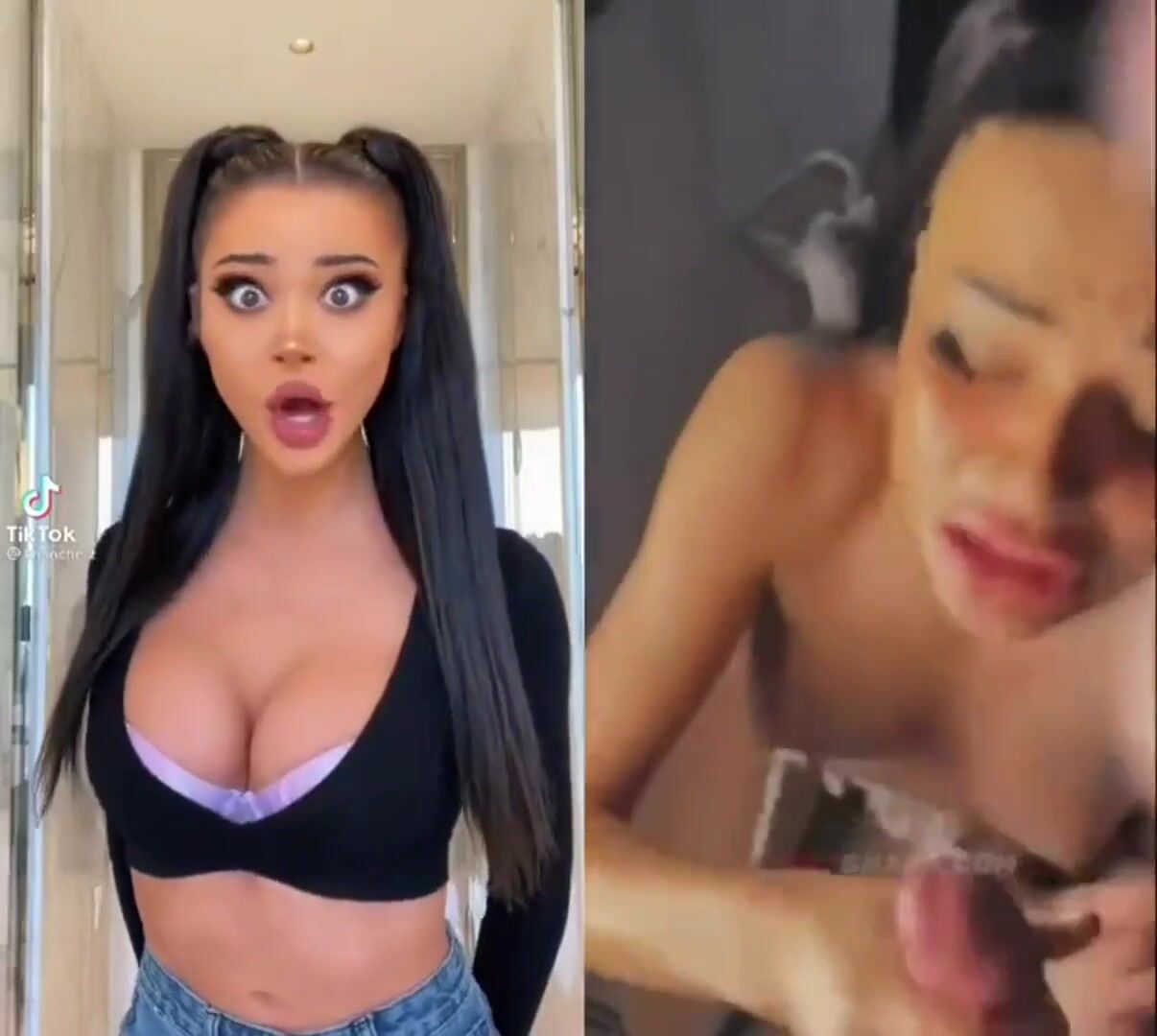 Tiktok slut worships cock and milks out a MASSIVE facial